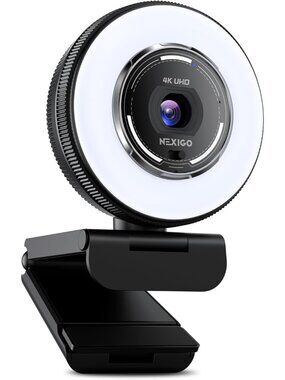 NEW NexiGo N680E Pro 4K Webcam with Ring Light, PDAF Autofocus, 1080p 60FPS